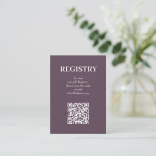 Cartão De Informações Código QR do Registro de Casamento Chic Dusty Purp