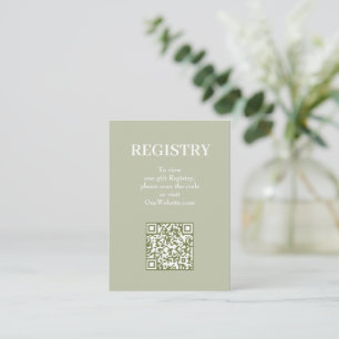 Cartão De Informações Código QR do Registro de Casamento Chic Sage Verde