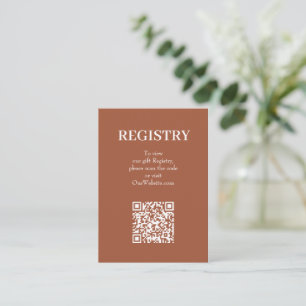 Cartão De Informações Código QR do Registro de Casamento Chic Terracotta