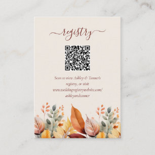 Cartão De Informações Código QR do Registro de Casamento de Outono Elega