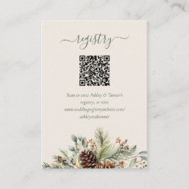 Cartão De Informações Código QR do Registro de Casamento de Verde de Inv