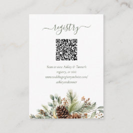 Cartão De Informações Código QR do Registro de Casamento de Verde de Inv