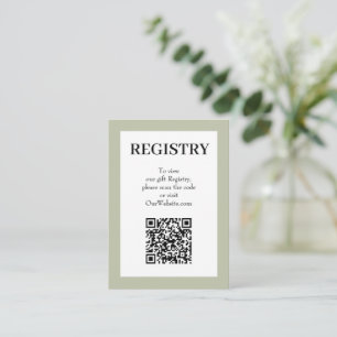Cartão De Informações Código QR do Registro de Casamento em Verde Sage C
