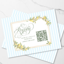 Cartão De Informações Código QR do Registro de Casamento Limão Mediterrâ