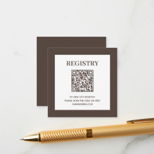 Cartão De Informações Código QR do Registro de Casamento Marrom