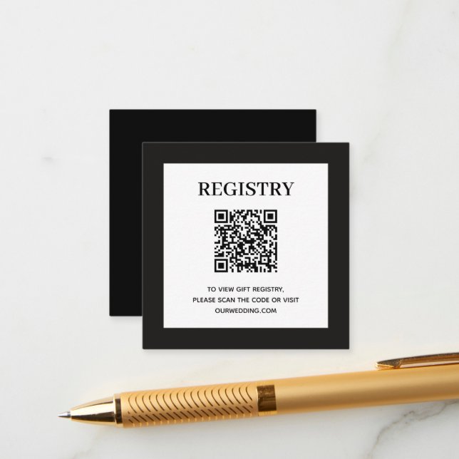 Cartão De Informações Código QR do Registro de Casamento Preto (Frente/Verso In Situ)