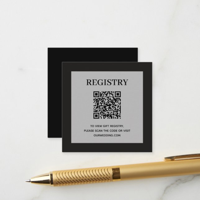 Cartão De Informações Código QR do Registro de Casamento Preto (Frente/Verso In Situ)