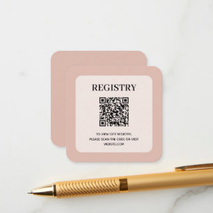Cartão De Informações Código QR do Registro de Casamento Rosa Empoeirado