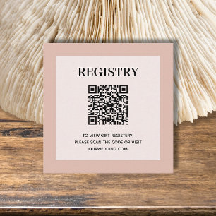 Cartão De Informações Código QR do Registro de Casamento Rosa Empoeirado