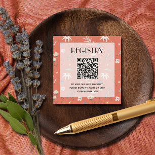 Cartão De Informações Código QR do Registro de Chás de Bebê com Flores S