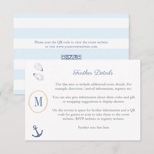 Cartão De Informações Código QR do Registro de Chás de Bebê Monograma Co (Frente/Verso)