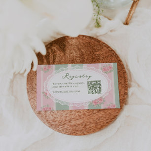 Cartão De Informações Código QR do Registro de Chuveiro de Noiva Floral