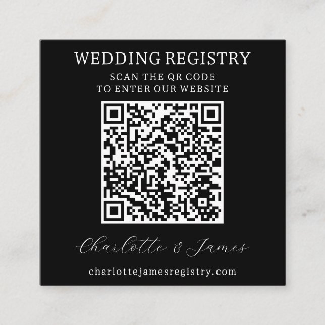 Cartão De Informações Código QR do Registro de Presente de Casamento Fot (Frente)