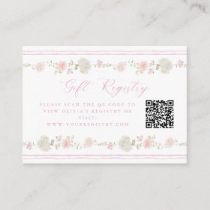Cartão De Informações Código QR do Registro de Presentes Florais Vintage