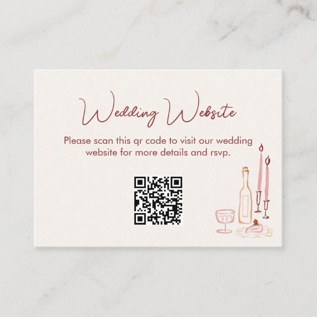 Cartão De Informações Código QR do Site de Casamento (Frente)
