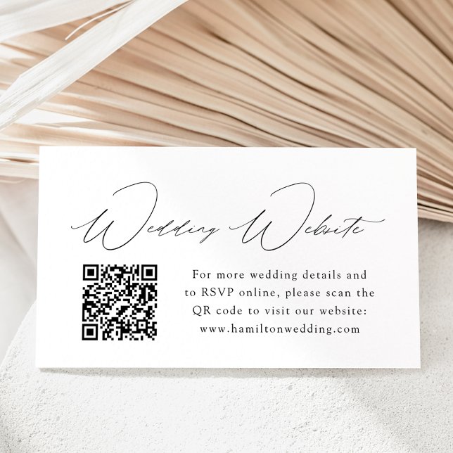 Cartão De Informações Código QR do Site de Casamento com Fonte Preta Mod (Criador carregado)