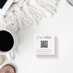 Cartão De Informações Código QR do Site de Casamento de Caligrafia Elega