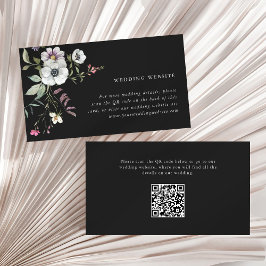 Cartão De Informações Código QR do Site de Casamento de Flores Silvestre