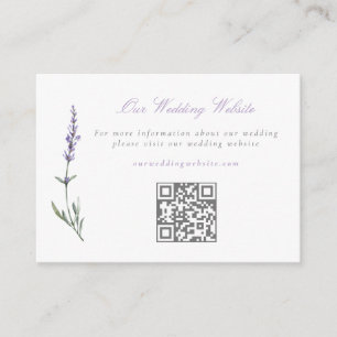 Cartão De Informações Código QR do Site de Casamento de Lavanda de Aquar