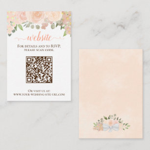 Cartão De Informações Código QR do Site de Casamento de Rosas Rustic Cor