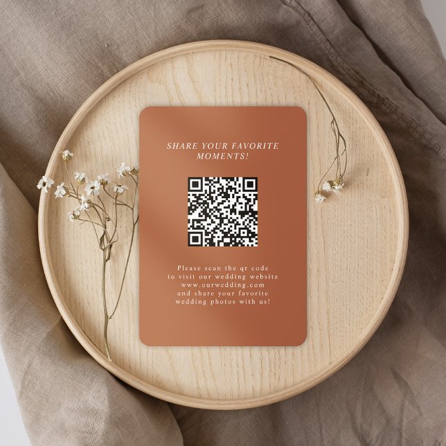 Cartão De Informações Código QR do Site de Casamento Elegante Minimalist (Minimalist Elegant Wedding Website QR Code Enclosure Card)