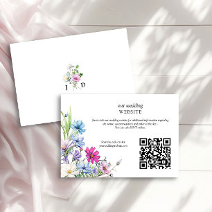 Cartão De Informações Código QR do Site de Casamento Floral do Jardim de