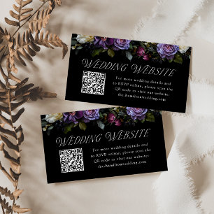 Cartão De Informações Código QR do Site de Casamento Floral Moody Gothic