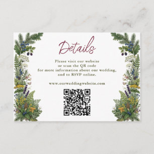 Cartão De Informações Código QR do Site de Casamento Floresta de Madeira