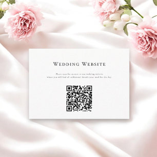 Cartão De Informações Código QR do site de casamento mínimo e elegante