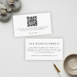 Cartão De Informações Código QR do Site de Casamento Moderno Minimalista