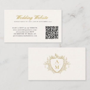Cartão De Informações código QR do site de casamento monograma crestado