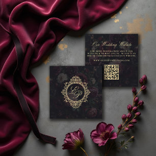 Cartão De Informações Código QR do Site de Casamento Moody Vintage Vitor