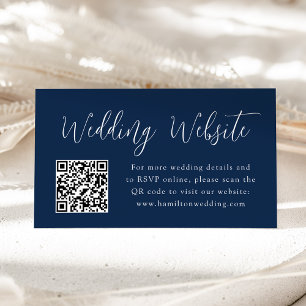 Cartão De Informações Código QR do Site de Casamento Navy com Roteiro Si