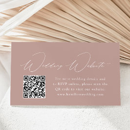 Cartão De Informações Código QR do Site de Casamento Rosa Empoeirado Ele