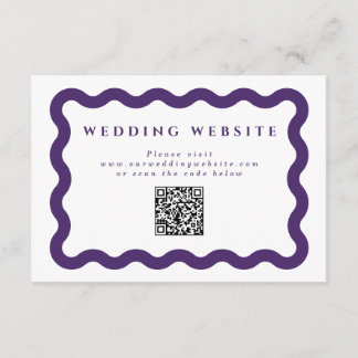 Cartão De Informações Código QR do Site de Casamento Roxo Ondulado