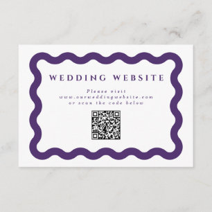 Cartão De Informações Código QR do Site de Casamento Roxo Wavy