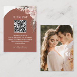 Cartão De Informações Código QR do Site de Casamento Teracotta do Pampas