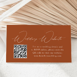Cartão De Informações Código QR do Site de Casamento Terracota Elegância