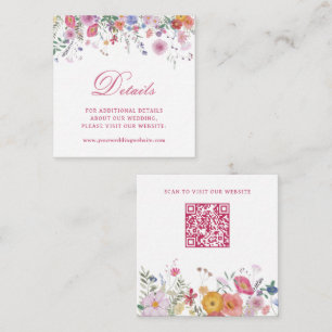 Cartão De Informações Código QR do Site de Detalhes do Casamento com Flo