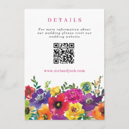 Cartão De Informações Código QR do Site de Noivas Flores da Festa Colori