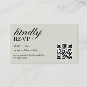 Cartão De Informações Código QR do Site de RSVP Verde Sage Elegante