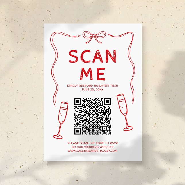 Cartão De Informações Código QR Doodle de Casamento (Criador carregado)