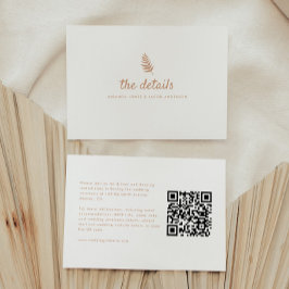 Cartão De Informações Código QR dos Detalhes do Casamento Neutro Moderno