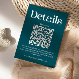 Cartão De Informações Código QR dos Detalhes do Casamento Profundo Moder