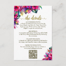 Cartão De Informações Código QR dos Detalhes do Casamento Tropical Garde