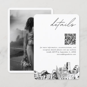 Cartão De Informações Código QR dos Detalhes Modernos do Casamento de De