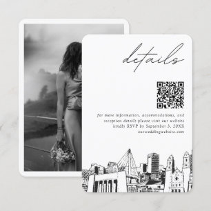 Cartão De Informações Código QR dos Detalhes Modernos do Casamento de Om