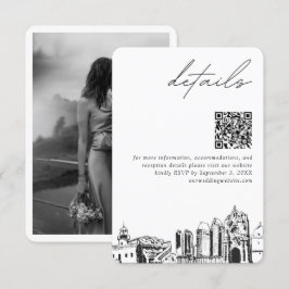 Cartão De Informações Código QR dos Detalhes Modernos do Casamento de Sa