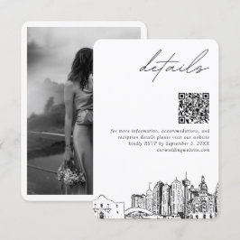 Cartão De Informações Código QR dos Detalhes Modernos do Casamento de Sa