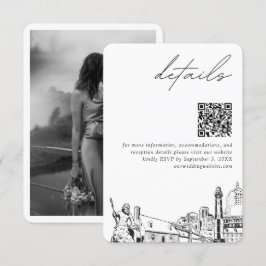 Cartão De Informações Código QR dos Detalhes Modernos do Casamento de Vi